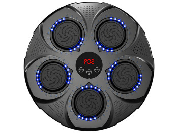 Тренажер боксерський музичний, настінний, ABS пластик, LED підсвічування, Bluetooth, 40см, чорний