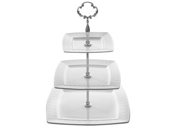 Фруктовница фарфоровая трехярусная 15x15, 20x20, 25x25см