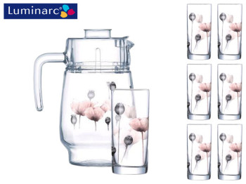 Набор Luminarc Angelique Red графин 1,6л и 6 стаканов 270мл (цена за 7 предметов) 70223