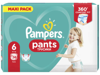 Подгузники-трусики одноразовые для мальчиков и девочек Pampers Pants Размер 6 15+кг 38шт