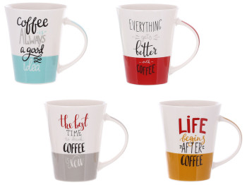Кухоль порцеляновий Coffeе, 350мл, 4 дизайни