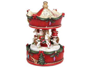Декоративна фігура із заводним механізмом і музикою Новорічна Карусель, 17см
