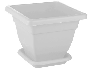 Горшок для цветов квадратный с подставкой №4 345x345мм 17л (цвет белый) Консенсус