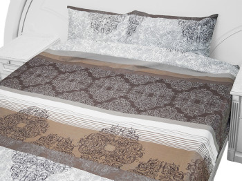 Комплект постельного белья 100% хлопок двухспальный Узоры на коричневом, 2 наволочки 50х70см 