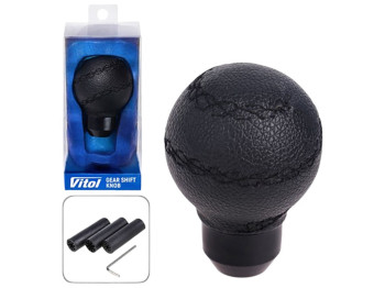 Ручка КПП Pulso декоративна, чорна шкіра, універсальна (F 250114 BK)