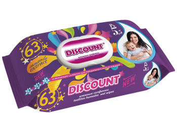 Вологі серветки дитячі "Discount" "З екстрактом ромашки" 63шт з клапаном