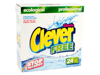 Стиральный порошок бесфосфатный "Clever Free" Эко антиаллергенный 1.68кг (Польша)