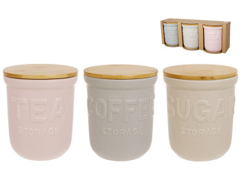 Набор банок Sugar, Tea, Coffee, цвет: матовый, серый, розовый, 800мл (цена за набор 3шт)