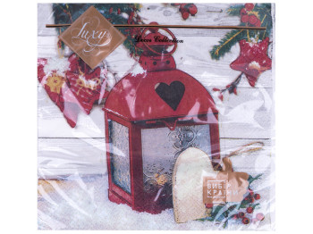 Салфетка Luxy Рождественский фонарь, 33х33см, 3 слоя, 18шт
