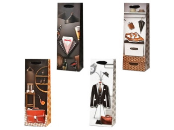 Пакет подарунковий паперовий під пляшку Style 3D, 36x13x8см