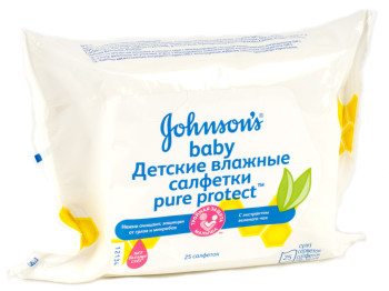 Влажные салфетки детские Johnson's Baby - Pure Protect антибактериальные 25шт