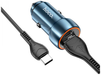 Автомобільний зарядний пристрій Hoco Z46A PD20W+QC3.0 Type C Колір Сапфірово-синій