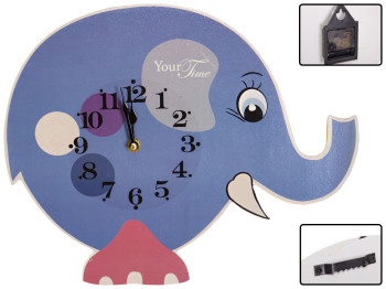 Годинник настінний Блакитний Слон дитячий, МДФ 33,8х4,5х27,4см