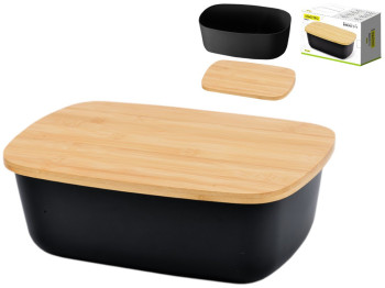 Хлебница Maestro, пластик, бамбук, 34,5×23,5×13см, цвет чёрный