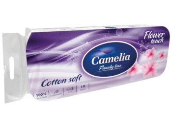 Папір туалетний Camelia Flower Магнолія, 3 шари, 10 рулонів, 106 листів, 100% целюлоза, колір білий