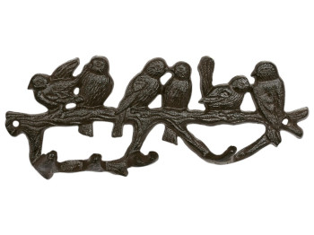 Вешалка Птицы, 4 крючка, чугун, 28×6×19см, цвет коричневый