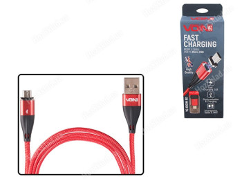 Кабель магнітний VOIN USB - Micro USB 3А, 1m, red (швидка зарядка/передача даних)