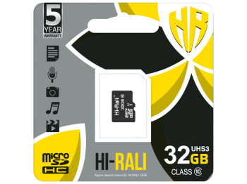 Карта Пам'яті  Hi-Rali MicroSDHC 32gb UHS-3 10 Class Колір Чорний