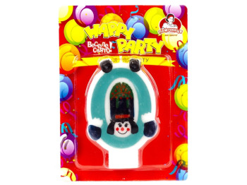 Свечка для торта "Клоуны" "0" Помічниця "Happy party" 8см 40910-0