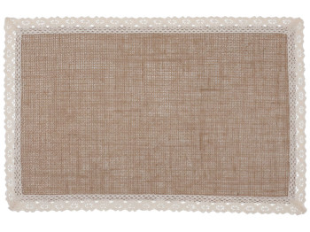 Салфетка-плейсмат льняная с кружевом Natural Lace натуральный беж, 30×45см
