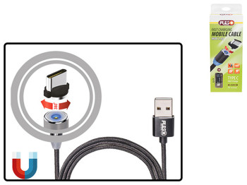 Кабель магнитный PULSO MC-2301C BK USB-Type C 2,4А, 1м, black только зарядка