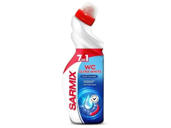Гель для чистки унитаза Sarmix 7в1 с эффектом белизны и антиналётом, 750 мл