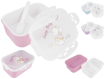 Ланч-бокс со съемной емкостью на два отсека и ложкой 18,9х13,7х7,5см 1л (отсеки 350+500мл)