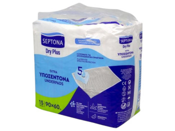 Пелёнки впитывающие Septona Dry Plus Extra одноразовые, целлюлоза, 60×90см (цена за упаковку 15шт)