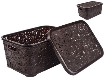 Корзина с крышкой Ажур (цвет - коричневый) 10л Efe plastics