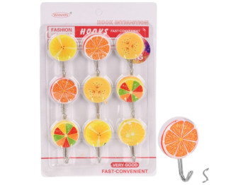 Крючки самоклеющиеся Fruits, 3,5x5см (цена за набор 9шт)