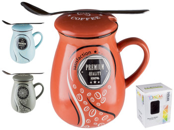 Чашка з кришкою і ложкою "Coffee aroma" 400мл