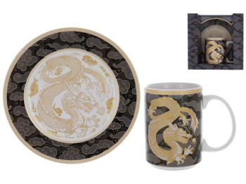 Набор посуды Символ года 2024 Дракон, тарелка, кружка (цена за набор 2 предмета)