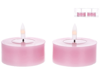 Набор светодиодных свечей с живым пламенем, теплый белый свет, цвет-лиловый (цена за набор 2шт)