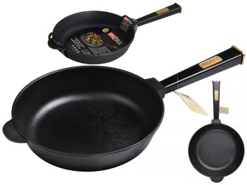 Сковорода чугунная Brizoll Optima-Black съемная ручка D24см, 46,4х25х6,2см О2460-Р1