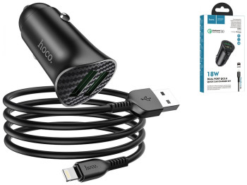 Автомобільний Зарядний Пристрій Hoco Z39 QC3.0 Lightning 2USB Колір Чорний