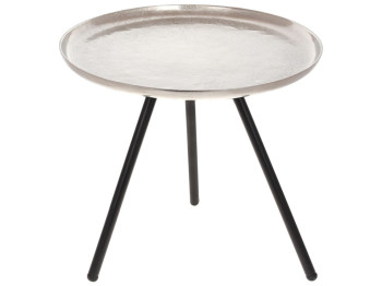 Столик круглый с бортом на треноге, 40см, цвет – серебро