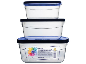 Набір судків 500мл, 800мл, 1,2л, індиго кришка