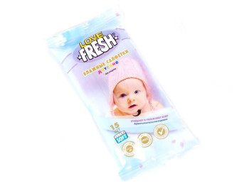 Вологі серветки дитячі Love Fresh "Алое вера" 15шт