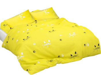 Простынь 100% хлопок Кошкины лапки желтый 215х220см