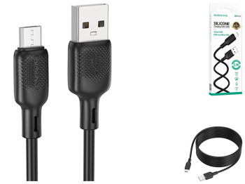 Кабель USB Borofone BX113 Silicone мicro 2.4A 3м Колір Чорний