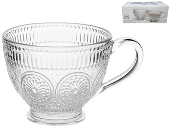 Набор чашек стеклянных Винтаж Гранд, 420мл, прозрачные (цена за 2шт)