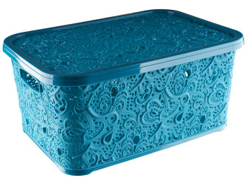 Кошик з кришкою Ажур (колір - темно-зелений) 10л Efe plastics