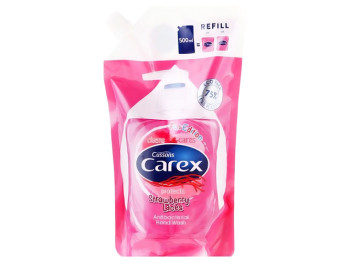 Мыло жидкое Carex Клубника антибактериальное, дойпак 500мл