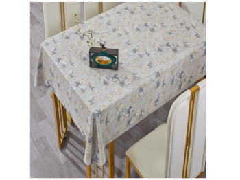 Клеенка Марсель, на тканевой основе, глянец, с принтом, ПВХ, 1,37×20м, цвет бежево-серый