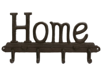 Вішалка Home, 4 гачки, чавун, 30×4×15см, колір коричневий