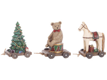 Подвеска декоративная в стиле Ретро, полистоун, 11см, 3 вида: мишка, лошадка, ёлочка (цена за 1шт)