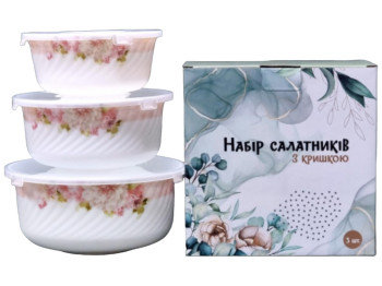 Набор салатников с крышкой Боника, 19/16,5/14см (цена за набор 3шт)