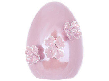 Декор в форме яйца с цветами, 13,5см, цвет – розовый перламутровый