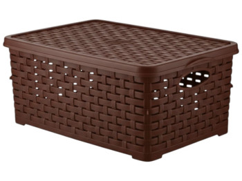 Корзина Basket Rotang, с крышкой, пластик, 7л, 28×19×12,5см, цвет коричневый