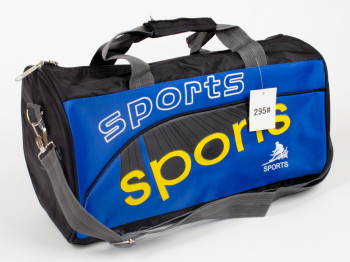 Сумка спортивная чёрная с синими вставками "SPORT"